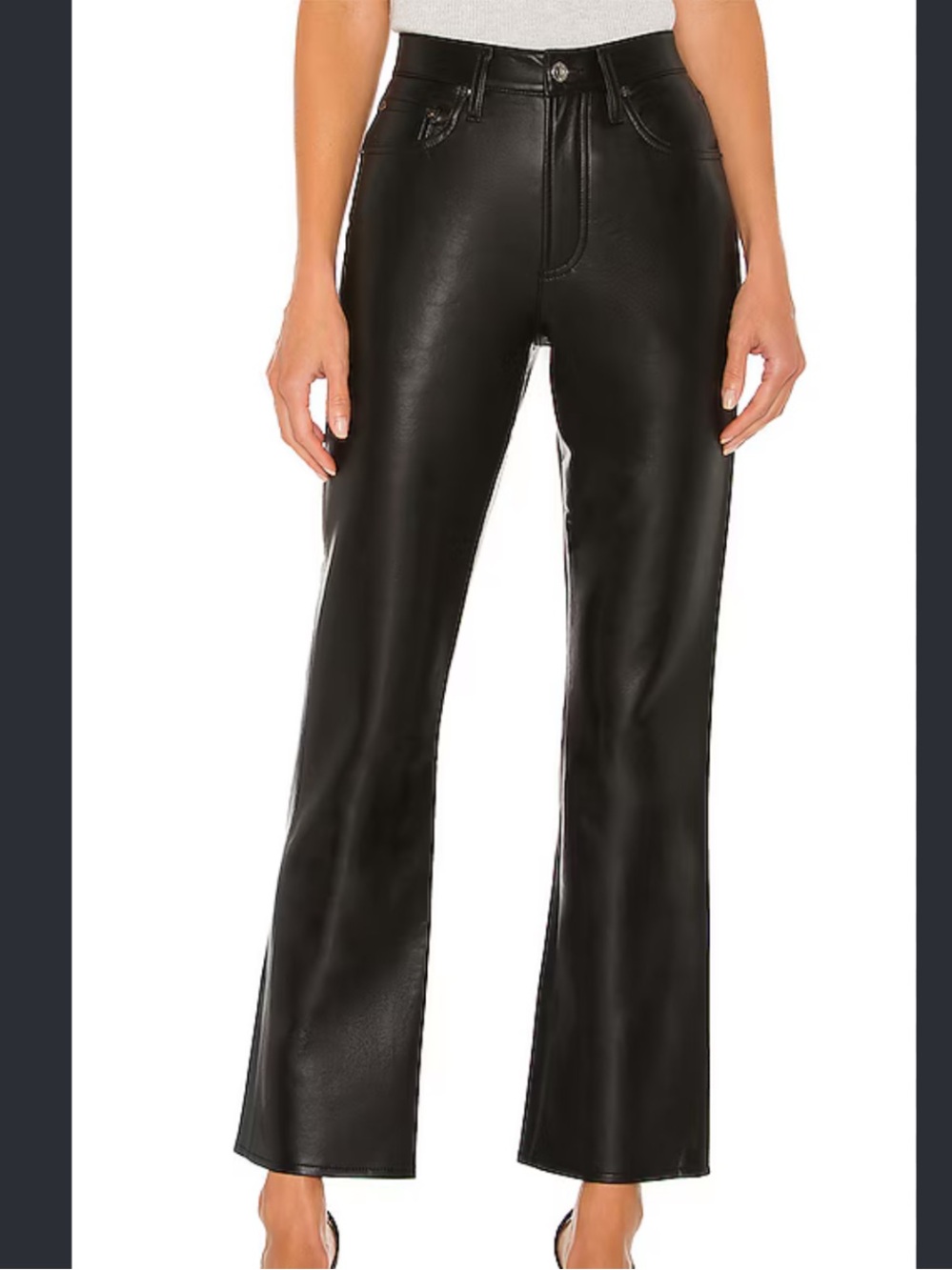 NWT Agolde Black recycled leather relaxed boot High-Rise Flare Pants aize 28